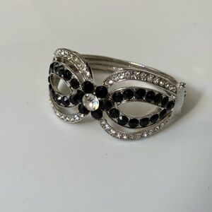 Women's black white bow flower statement bracelet bow accessory bracelet